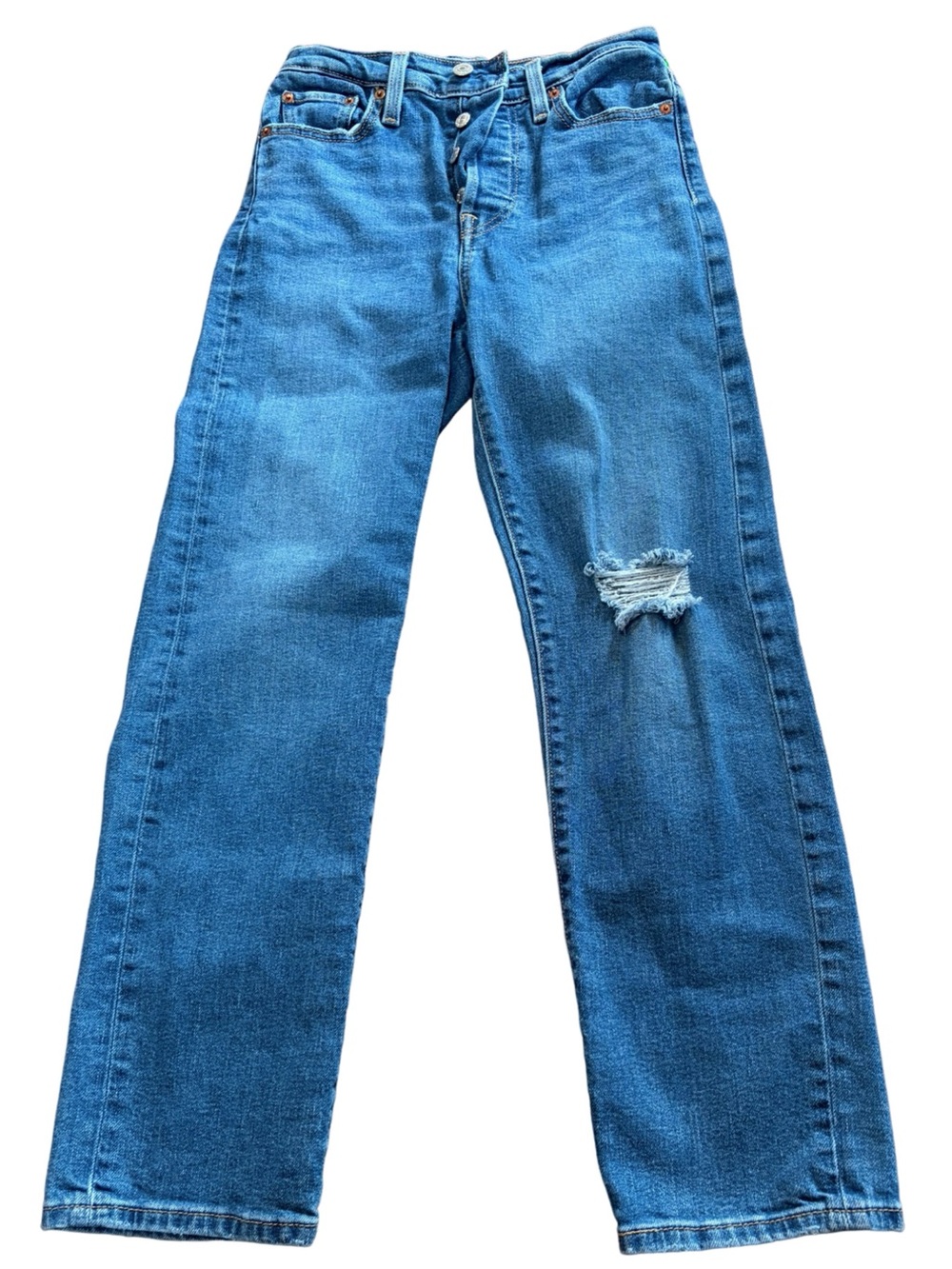 Levi’s Wedgie Straight Jeans W25 L28 High Rise Distressed Denim Medium Wash